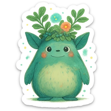 a whimsical forest spirit, ghibli style, detailed, vibrant, magical atmosphere sticker
