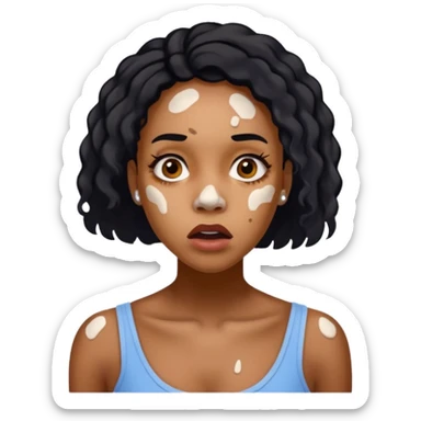 Emoji of a very shocked black female with vitiligo (alot of vitiligo patches) sticker