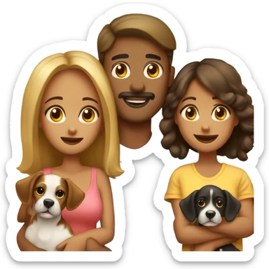 familia, casal e 2 cachorros sticker