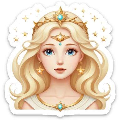 universe goddess Sophia with pretty perfect feminine attractive face, cosmic beauty with detailed delicate facial features, starry goddess with ethereal glow sticker