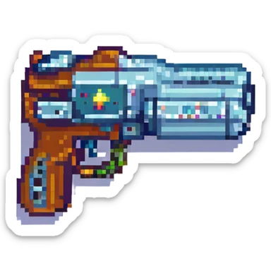Plasma pistol from Halo game, pixel art style sticker