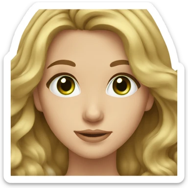 Cute woman with wavy dark blonde hair and green-blue eyes sticker