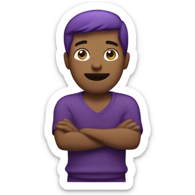 Man Gesturing No
A white man with arms crossed forming an ‘X’ to indicate ‘Team X". With purple jumper sticker