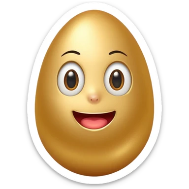 simple cartoon style golden egg, playful expression sticker