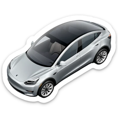 A Tesla Model Y parallel parking at a curb, from above sticker