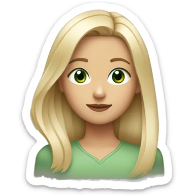 Girl with a round face dark green eyes and mid length hair brow hair with blonde highlights ￼ sticker