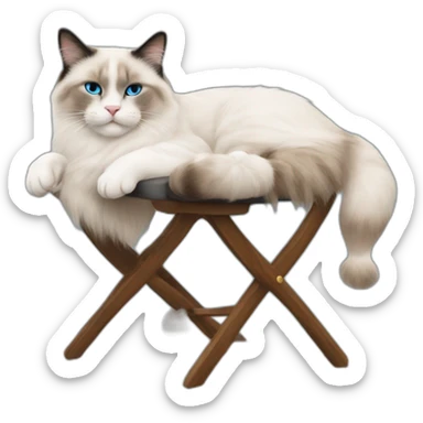 ragdoll cat sleeping on office chair sticker