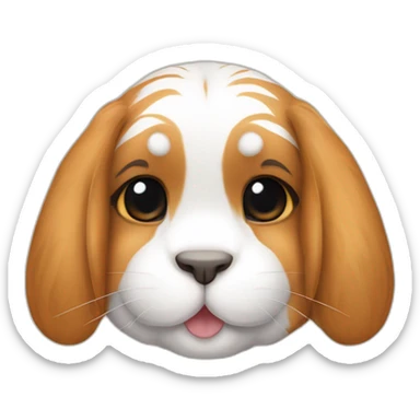 holland lop rabbit crossed with a bear with floppy ears and tiger stripes sticker