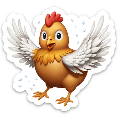 "Chicken flying in the wind during a snowstorm" sticker