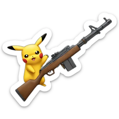 Pikachu avec un gros fusil sticker