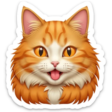 a cat with its tongue sticking out in the style of the iphone unicode smirking cat emoji sticker