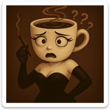 Edit the character in the reference image to have a confused expression while keeping the original style, outfit, and colors exactly as in the reference image. sticker