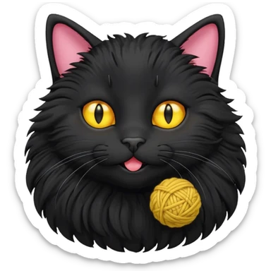 happy black cat playing with small ball of wool sticker