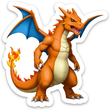Cool edgy Greymon-Charizard-Digimon, full body  sticker
