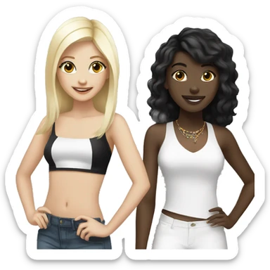Black girl black hair and white blonde girl partying sticker
