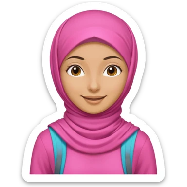 tan skin, hijabi young women in pink hijab, going for walk in active wear clothing sticker