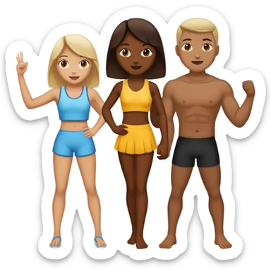 Tan girl beating up a dark guy, full body, girl winning  sticker