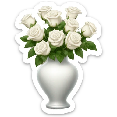 White roses vase sticker