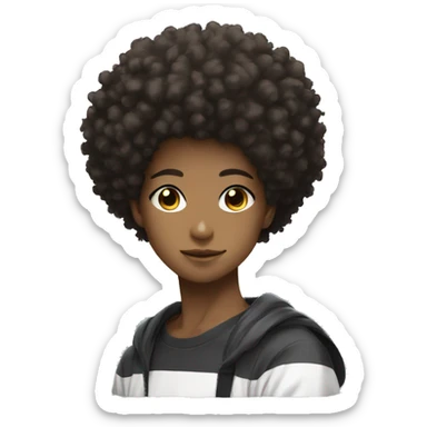 coupe cheveux afro High contrast anime  sticker