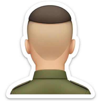 back of soldier's head with military haircut, seen from behind sticker
