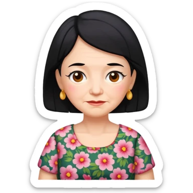 grandmother with black hair half body sticker