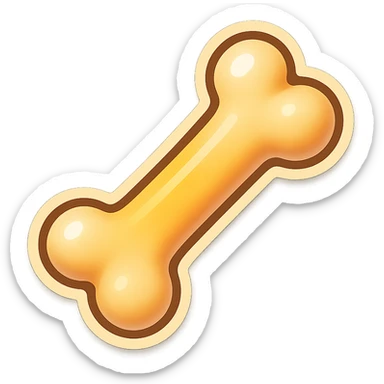single bone cartoon style sticker, simple and clear, no text sticker