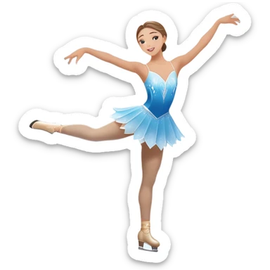 An icon showing a graceful figure skater performing a spin on the ice in a grand ice palace. The rink is illuminated by soft light beams, with cheering spectators in the stands. Snowflakes gently fall, adding to the magical atmosphere. Transparent background highlights elegance and artistry. sticker