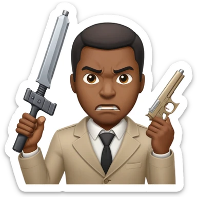 Black guy with a weapon angrily demanding money from a bank teller  sticker