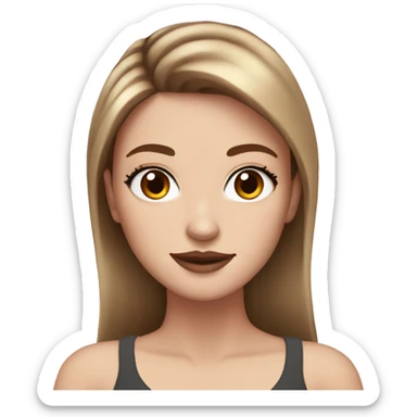 White girl with brown ling hair with lashes and make up sticker