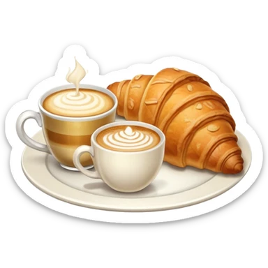 Croissant and capuccino breakfast sticker