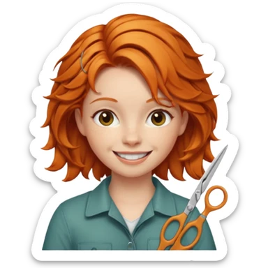 ginger girl whit a scissours in te hair sticker