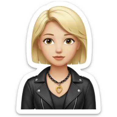 Dominatrix with blonde hair, leather outfit, and key necklace sticker