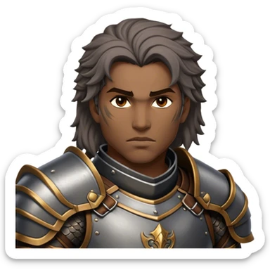 Cinematic Realistic WoW Human Warrior Portrait, depicted with chiseled, determined features and a battle-hardened visage. Clad in intricately detailed steel armor accented with rich leather in consistent hues of grey and bronze, his resolute eyes and natural hair exude unwavering courage. Rendered with lifelike texture and dramatic natural lighting, high shine, noble and valiant, capturing the essence of a legendary human champion of Azeroth. sticker