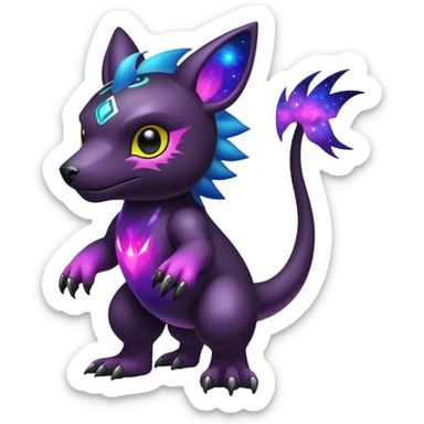 Cute cool colorful dark nebula Digimon-animal-hybrid full body sticker