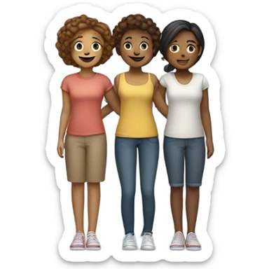 Three girlfriends holding hands sticker