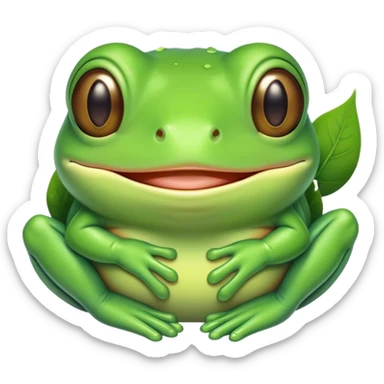 Meme-Worthy Cute Sleeping Green Tree Frog Portrait Emoji, Head resting peacefully with a contented smile, showcasing a compact, vividly green body with softly closed, serene eyes, Simplified yet adorably endearing features, highly detailed, glowing with a soft, drowsy jungle light, high shine, relaxed and utterly lovable, stylized with an air of playful laziness, soft glowing outline, capturing the essence of a sleeping green tree frog that feels destined to become the next viral icon of adorable rest! sticker