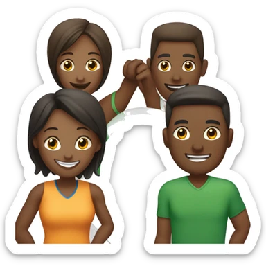 Four friends playing pickleball, 2 men and 2 women (1 man is brown skin) sticker