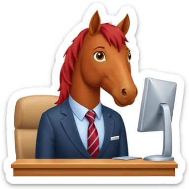 red horse who is a smart bank clerk sticker