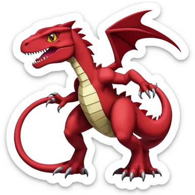  Cool Edgy Handsome Dark Maroon Guilmon-Charmeleon-Digimon-Fakemon-Velociraptor full body sticker