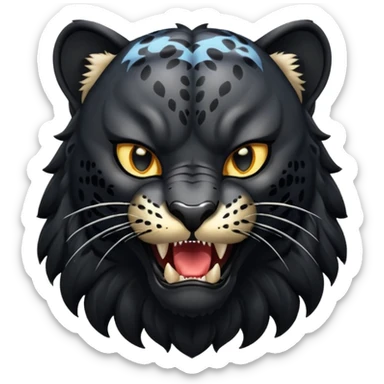 winged black leopard roaring sticker