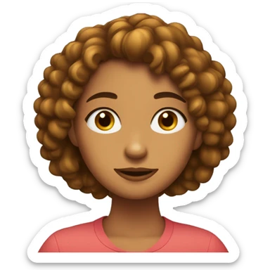 chica guapa de pelo oscuro rizado media melena con ojos marrones y pestañas largas sticker