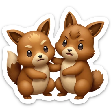 2 friendly pokemans one fell down and the other is helping the other get up  sticker