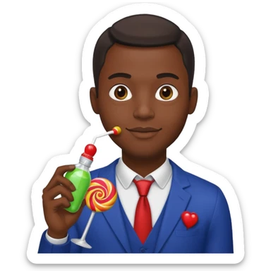 Sexy black man hold a bottle and a lollipop sticker