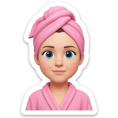 Baby pink robe with towel hair sticker
