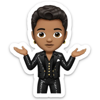 Jackie Wilson with dark brown hair, black sequin outfit sticker