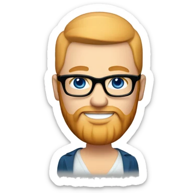 Chubby White groom with black glasses blue eyes no hair and strawberry blonde long beard  sticker