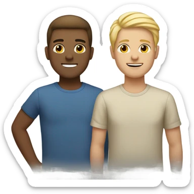 4 friends, 1 short blonde girl, 2 brunette men and 1 tall blonde man sticker