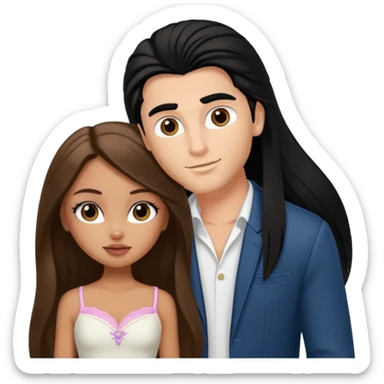 a pretty tan bratz girl with long brown hair and white bratz man with black hair sticker