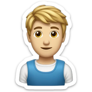 Un jeune homme français avec les cheveux couper dégradé bas et teinture bleu sticker