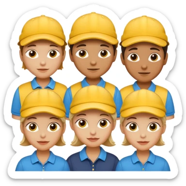 16 blokes on a golf trip wearing yellow golf caps sticker